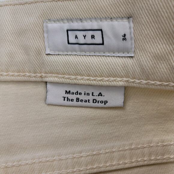 AYR The Beat Drop Cropped Barrel Leg‎ Jeans Womens Size 34 Straw Hat Beige 38x27 - Picture 5 of 10